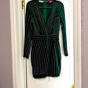 Green Emerald sparkle short dress